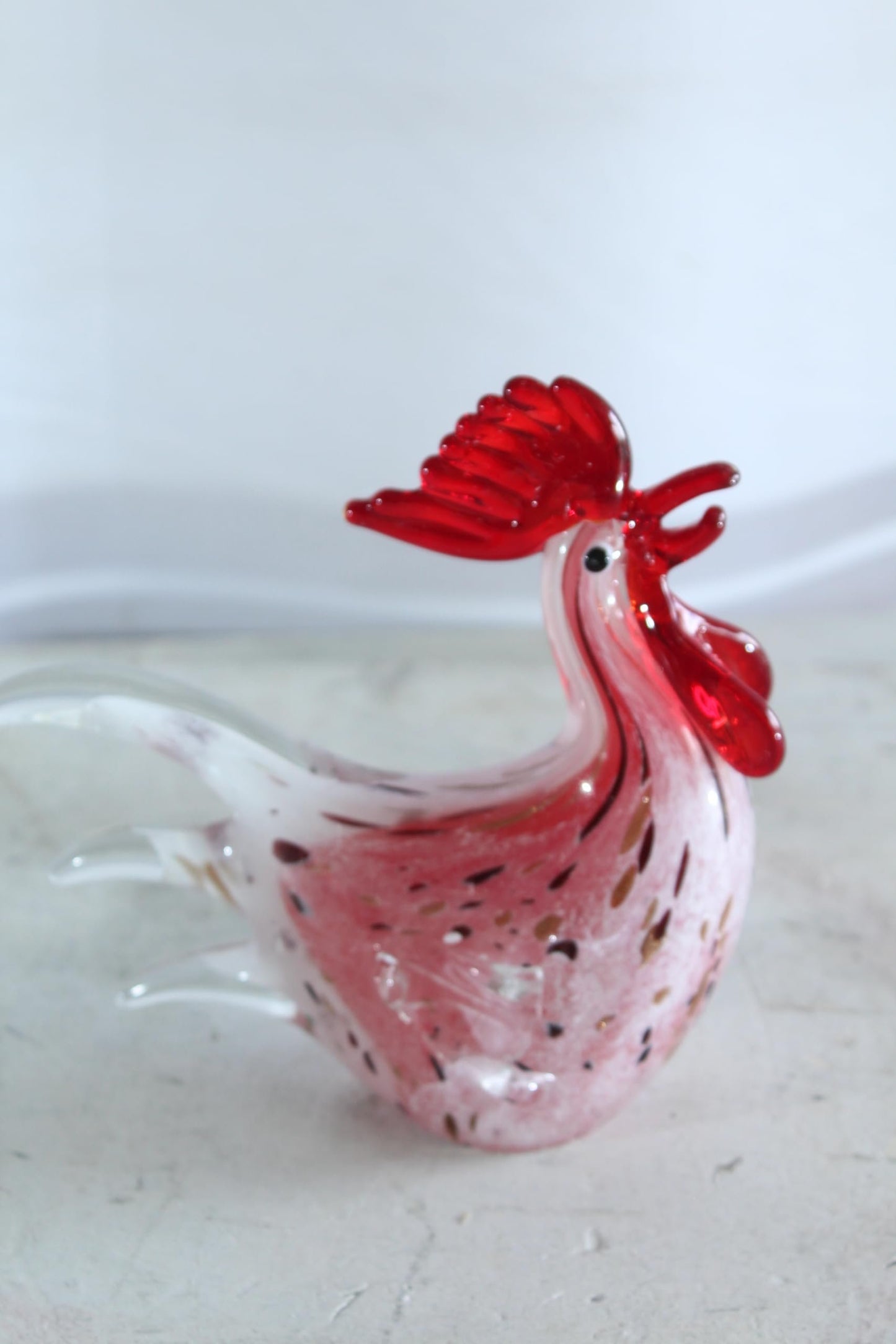 NIFAO Glass Rooster Figurine Hand Blown Art Glass Tabletop Decor 8" x 4" x 8"H