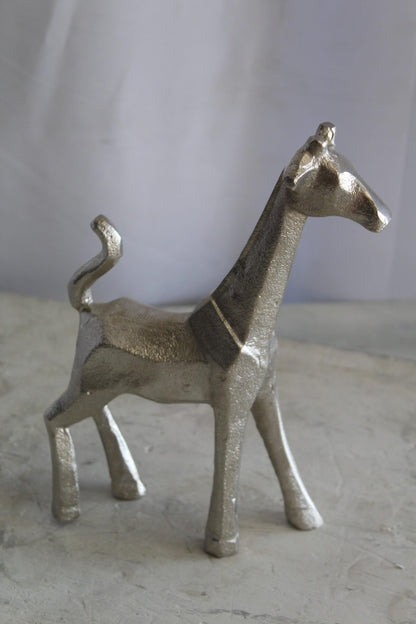 Aluminum Giraffe Statue, Elegant Miniature Accent for Any Space 7" x 3" x 10"H