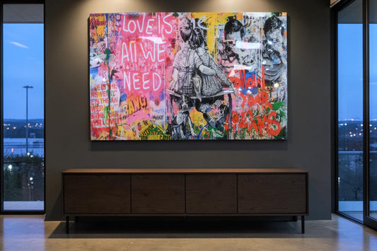 Love Is All We Need Street Art Style Resin Canvas 54"x35"
