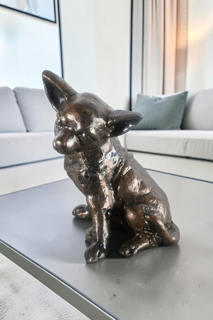 Sitting Chihuahua Aluminum Dog Statue Tabletop Sculpture 12"x7"x11"H