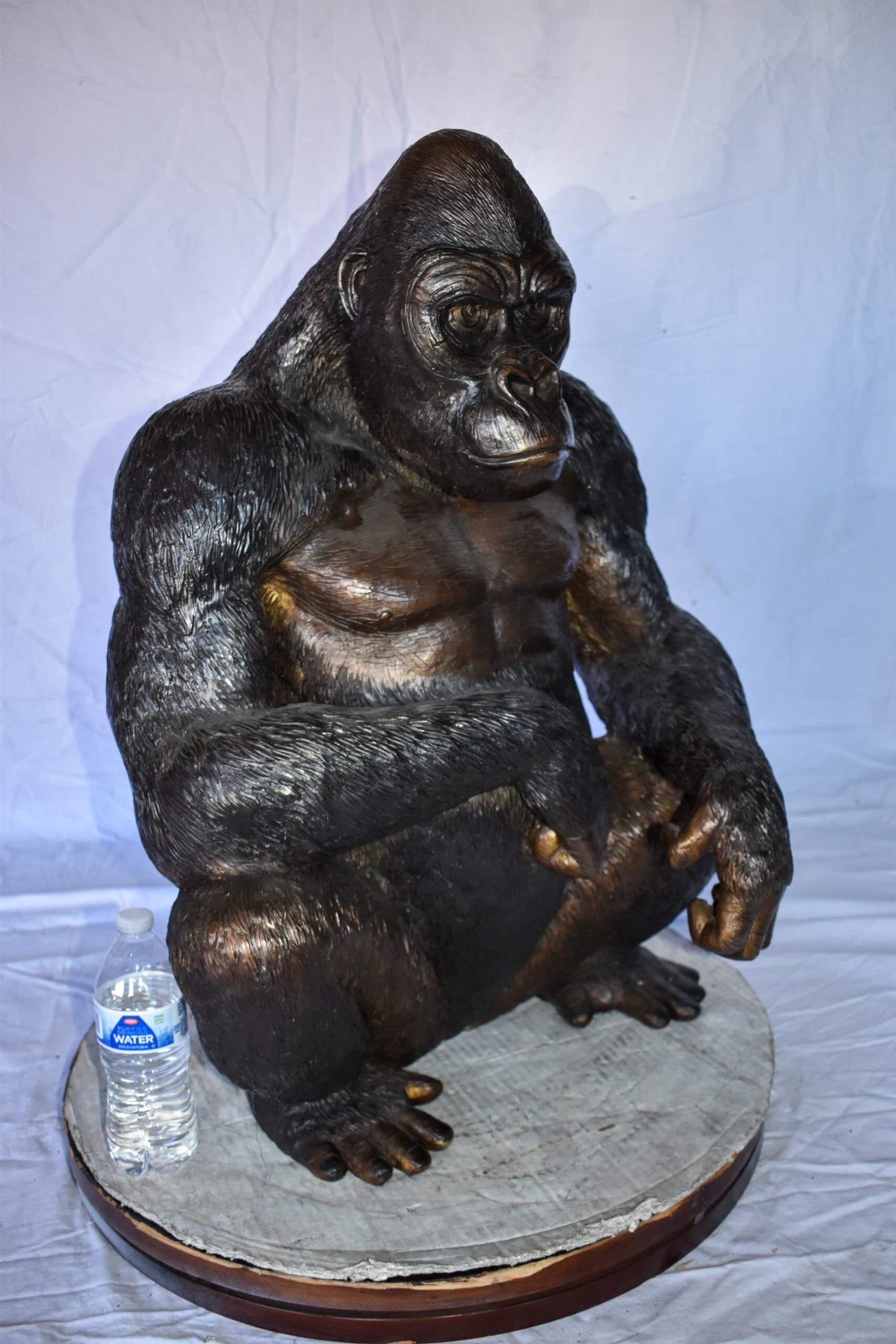 Gorilla Sitting Detailed and Impressive Bronze Statue Size: 22" x 16" x 30"H