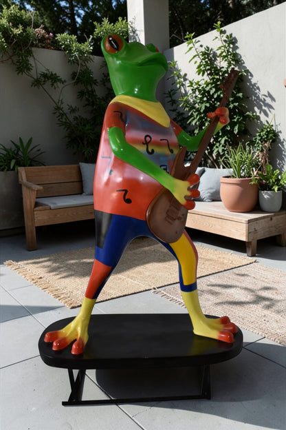 Giant Happy Frog Playing the Guitar Good for Outdoors Size: 46" x 28" x 70"H