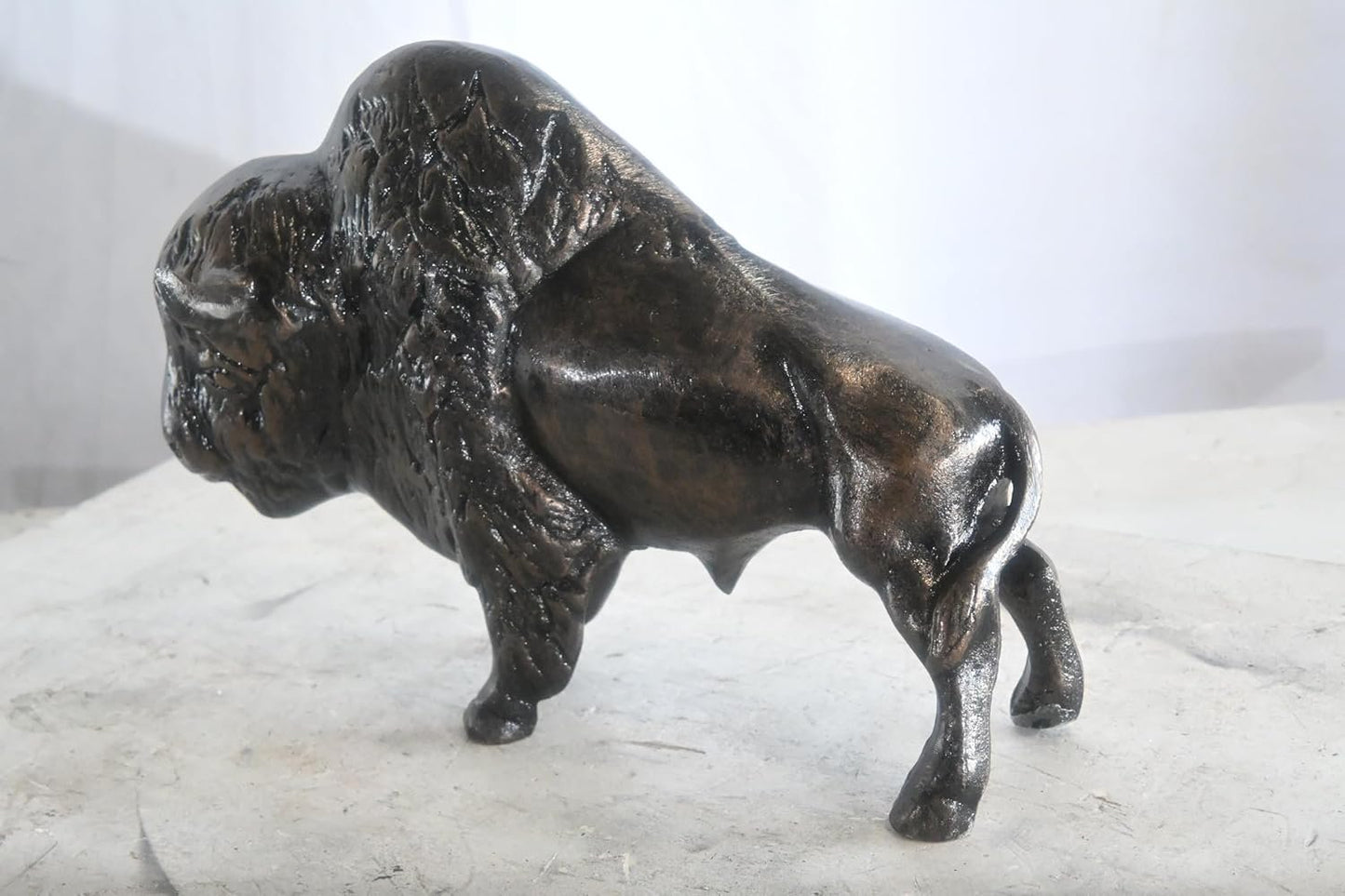 Detailed American Bison Buffalo Tabletop Aluminum Statue 16"x7"x11"H