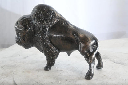 Detailed American Bison Buffalo Tabletop Aluminum Statue 16"x7"x11"H
