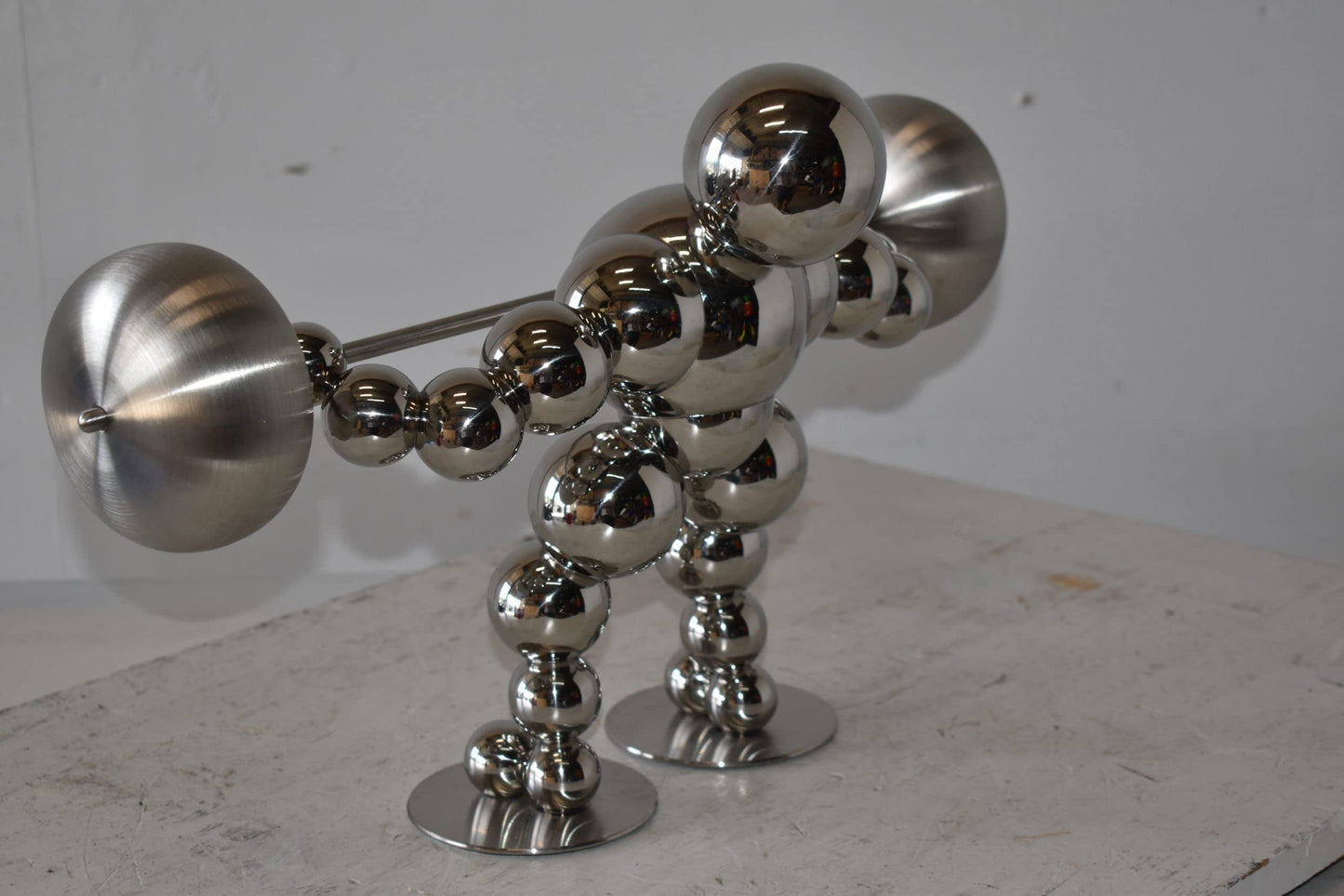 Modern Art Weightlifter Second Pull Position Chrome Statue Size: 20" x 9" x 12"H