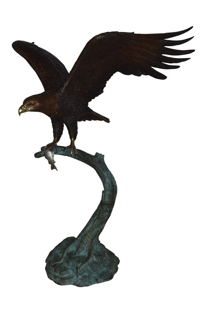 Eagle on a Tree Branch Bronze Statue -  Size: 44"L x 50"W x 65"H.