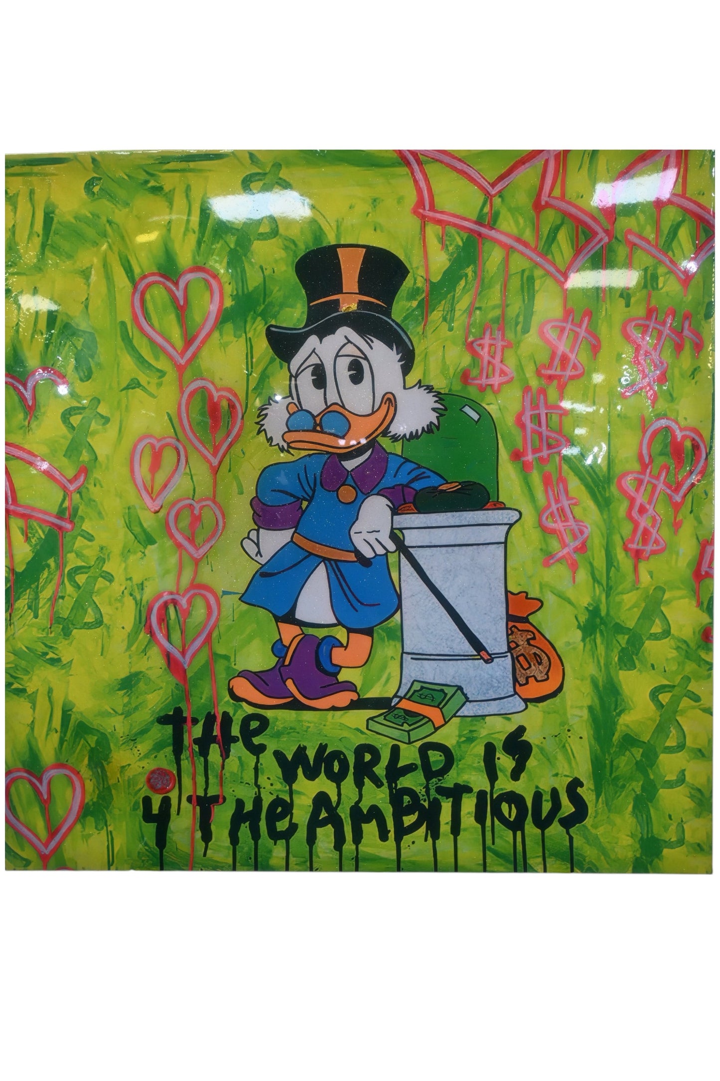 Ambitious Wealthy Duck Tycoon Graffiti Resin Canvas 44"x44"