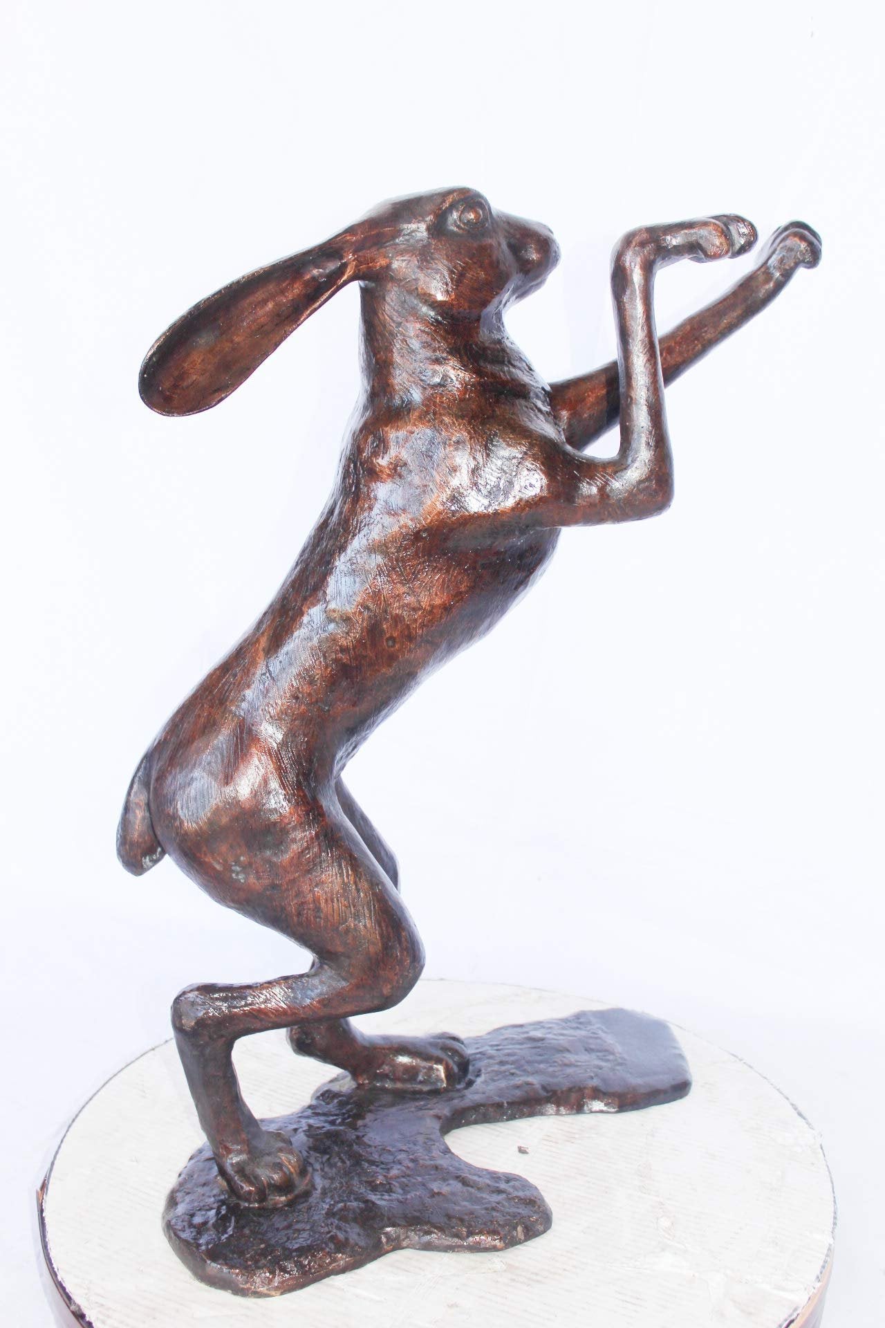 Leaping jackrabbit bronze statue -  Size: 21"L x 13"W x 24"H