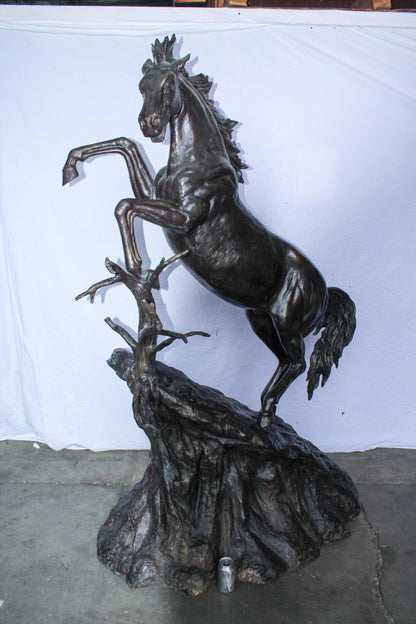 Life Size Bronze Rearing Horse Sculpture by J. Dagan 60" x 37" x 81"H