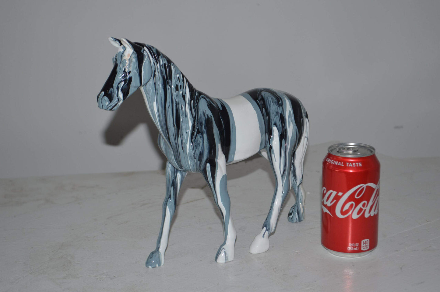 Modern Art Multi Color Horse Resin Statue - Size: 4"L x 13"W x 11"H.