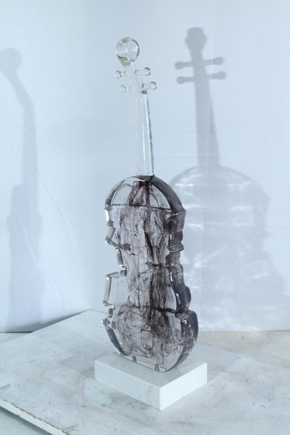 NIFAO Resin Violin Statue Clear Abstract Musical Instrument Art Decor 10" x 6" x 29"H