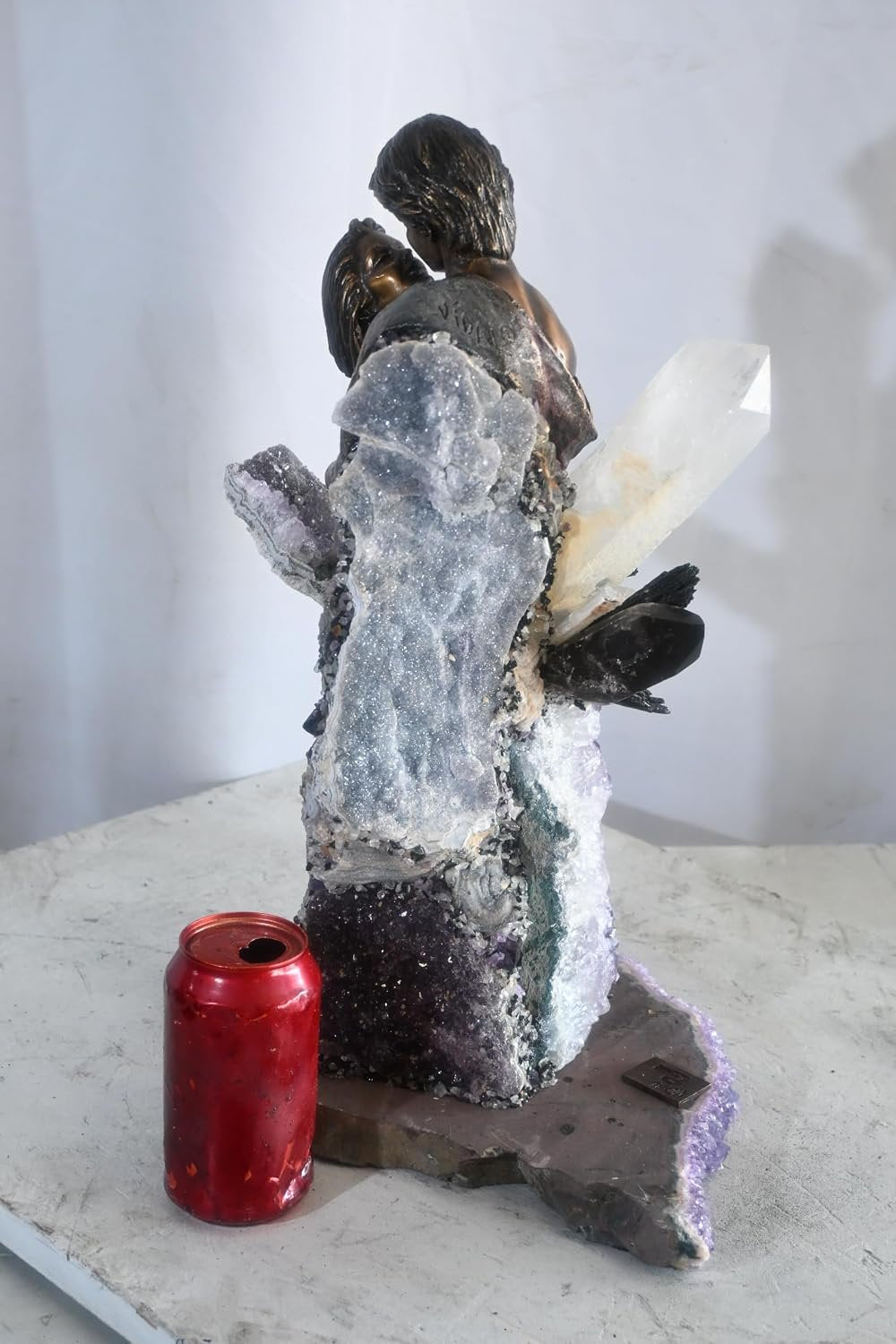 Manel Vidal The Kiss Bronze Couple Quartz Amethyst Ebano 11"x11"x18"H