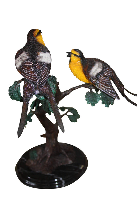 Two Sparrows On Tree - Bronze Statue