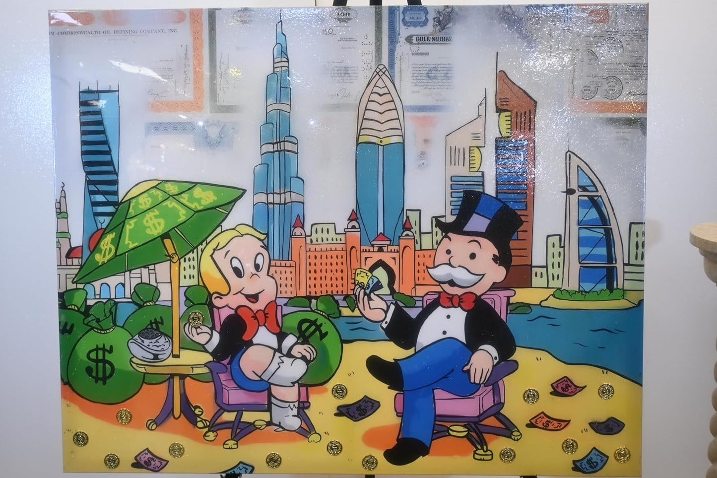 Richie Rich and Monopoly Man Dubai Pop Art Canvas 50"x40"