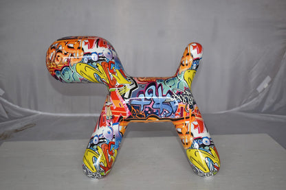 Modern Looking Graffiti Dog Statue Made of Resin Size: 16" x 10" x 14"H