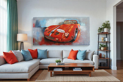 NIFAO Ferrari Inspired 250 GTO Red Racing Car 3D Metal Wall Art 79" x 2" x 40"H