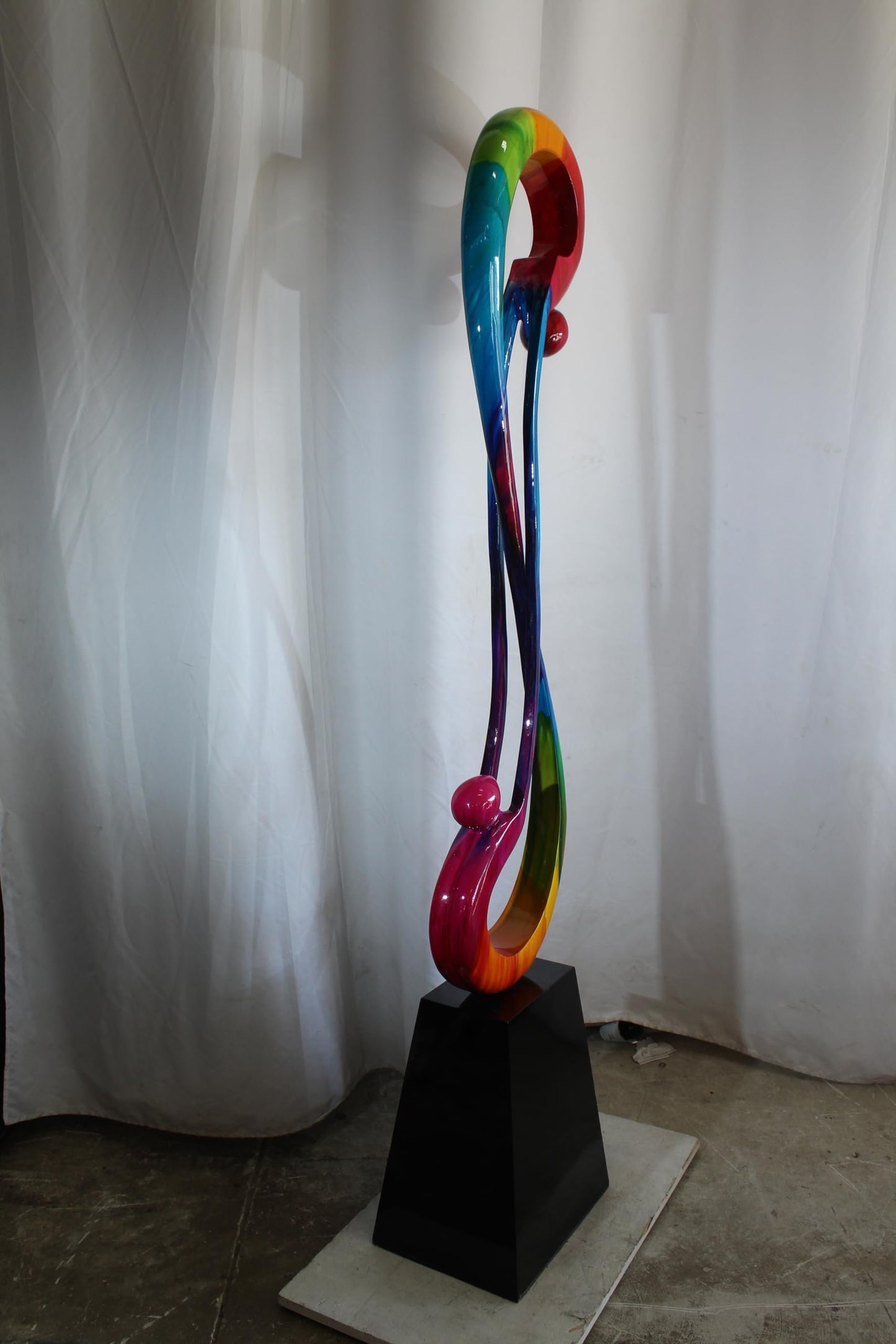 NIFAO Large Rainbow Infinity Love Sculpture by Liliana Mendez Bronze 16"x12"x80"H