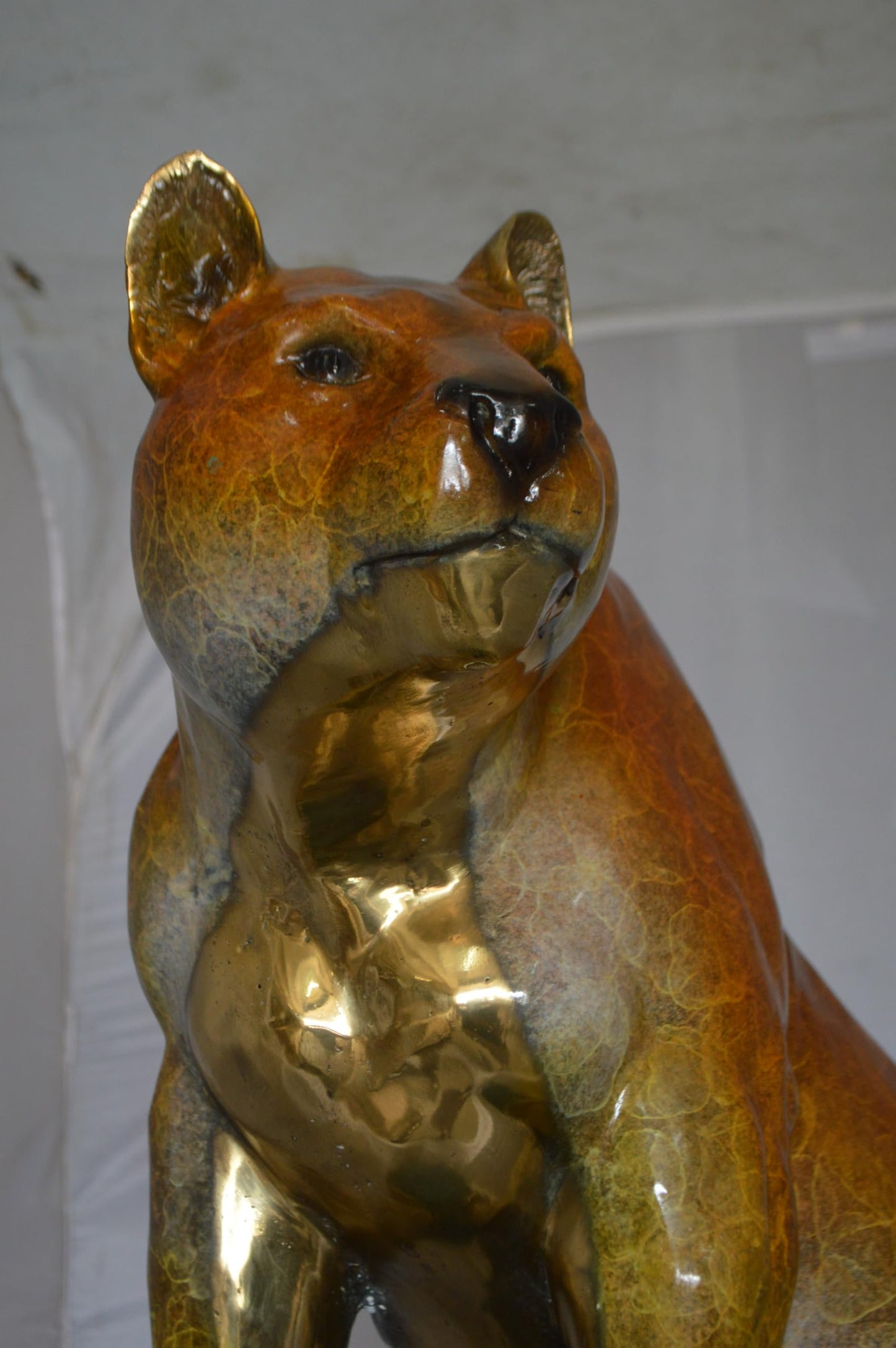 Bronze Mountain Lion Statue on Rock Ledge Large Cougar 55"x20"x40"H