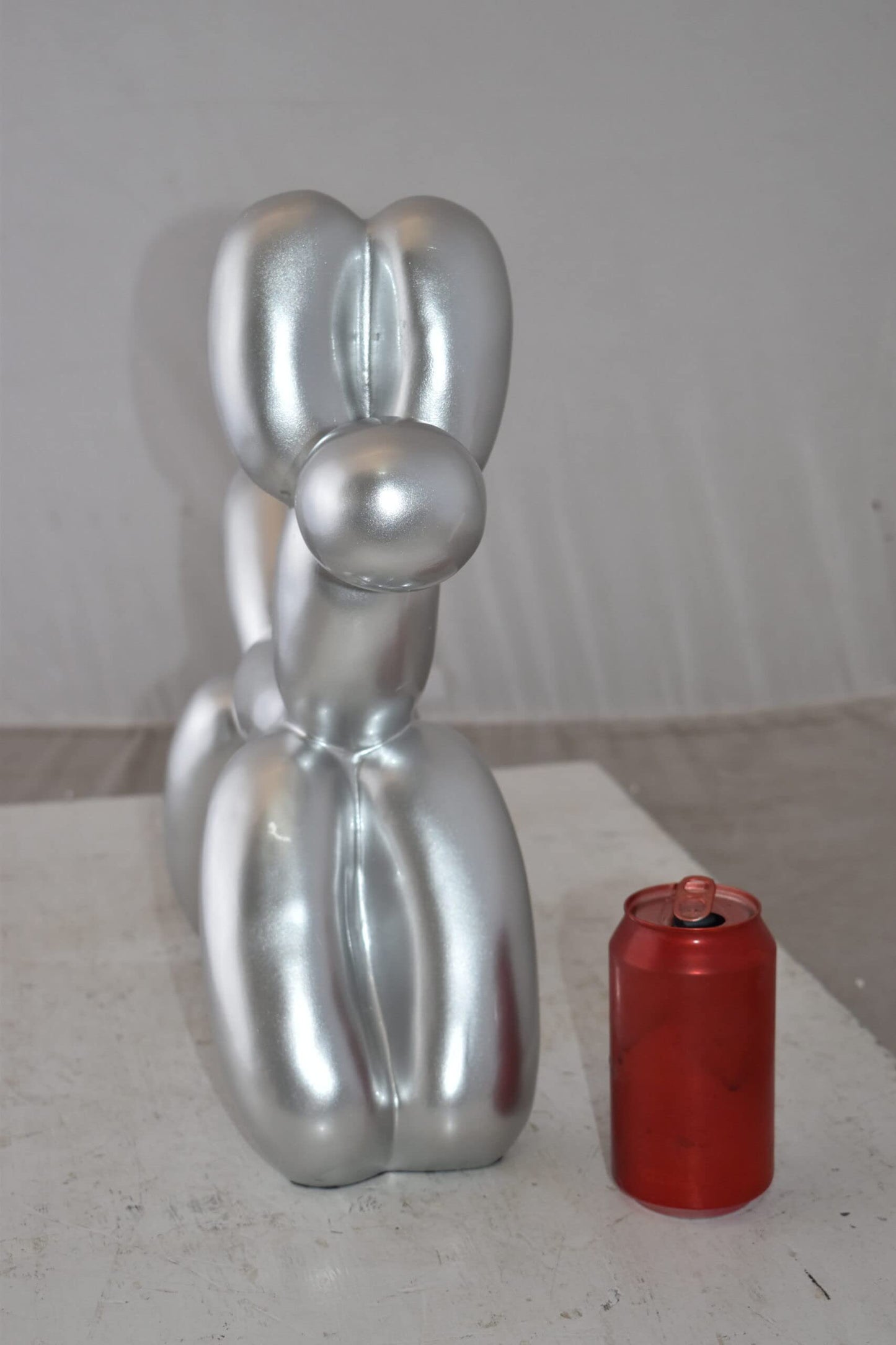 Silver Finish Balloon Dog Statue Made of Resin Size: 16" x 6" x 15"H