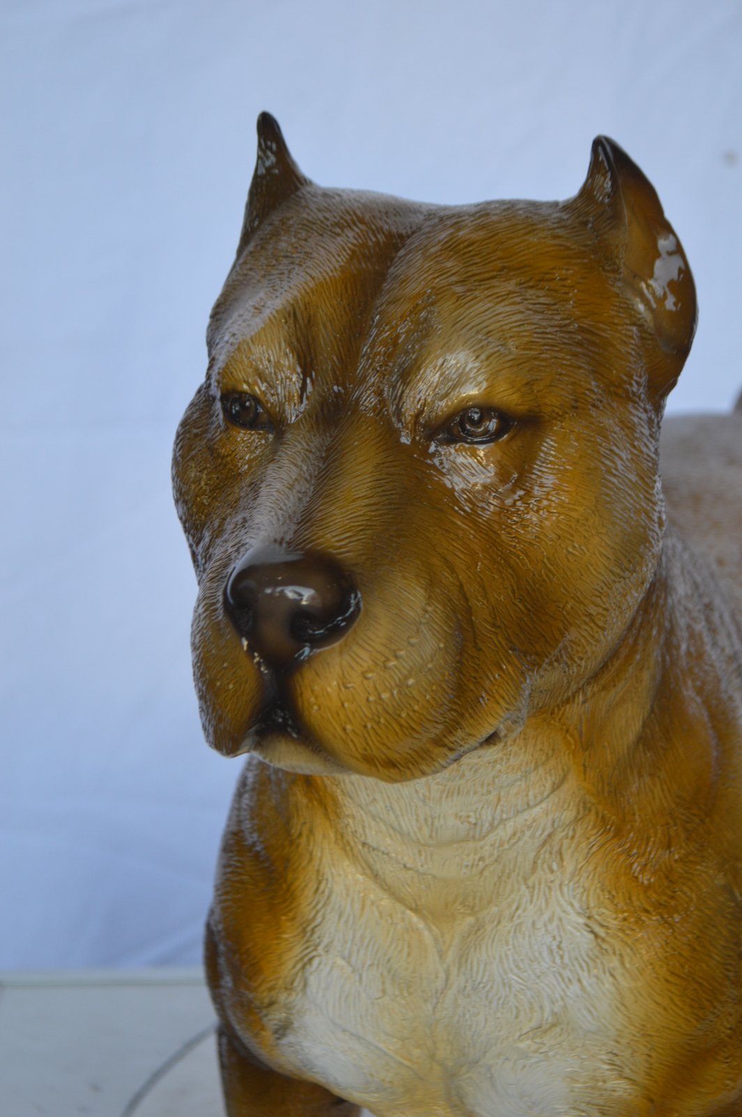 Pitbull Dog Colored Bronze Statue -  Size: 33"L x 10"W x 26"H.
