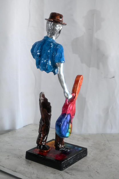 Traveler Guitar Player Sculpture Aluminum Pop Art Statue 8"x10"x25"H