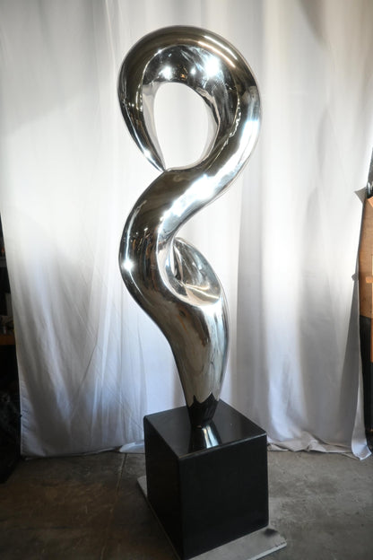 Giant Abstract Stainless Steel Sculpture on Marble Base 35"x25"x98"H