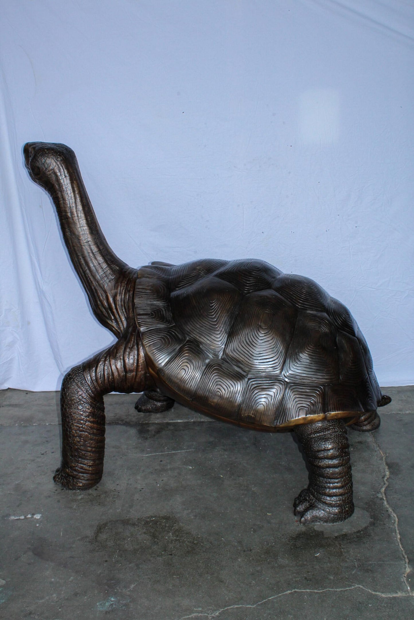 Giant Bronze Tortoise Statue with Detailed Textured Shell 66" x 41" x 59"H
