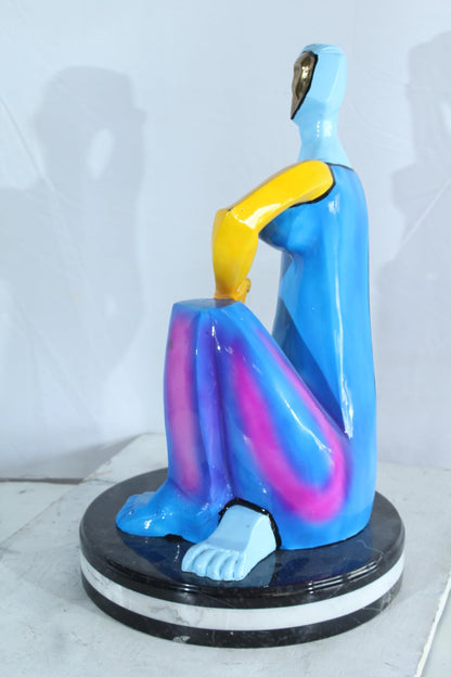 NIFAO Picasso Style Bronze Woman Statue Colorful Abstract Modern Art 14" x 14" x 23"H