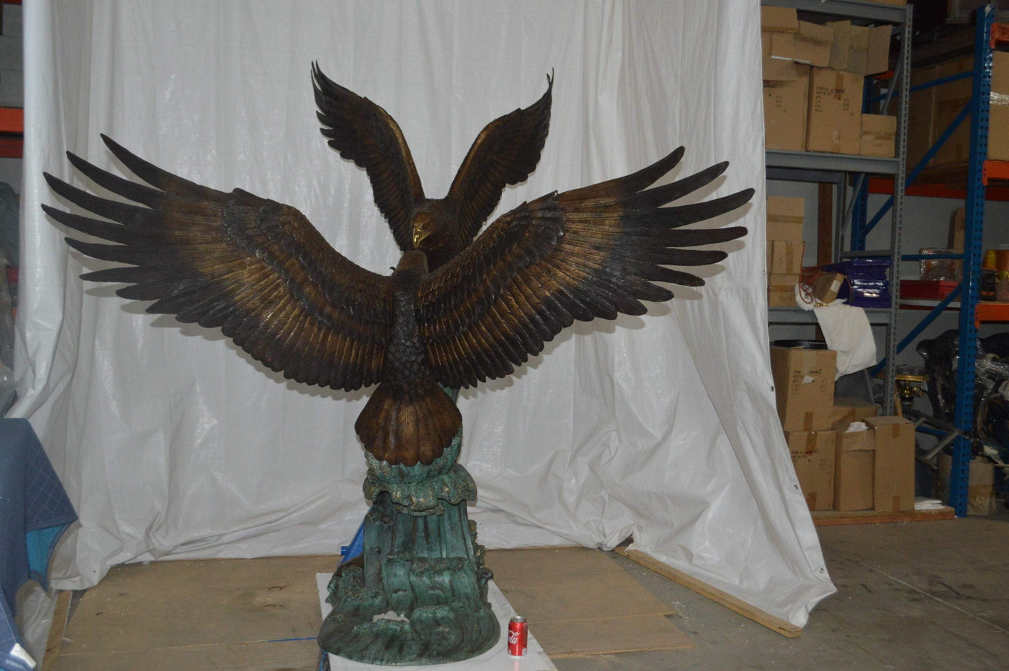 Opposing Eagles Bronze Statue - Size: 90"L x 69"W x 90"H.
