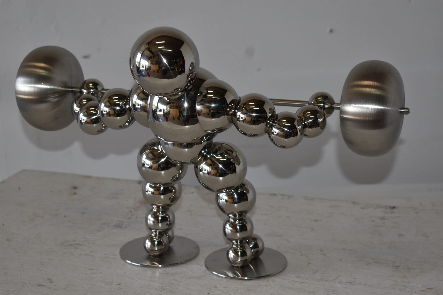 Modern Art Weightlifter Second Pull Position Chrome Statue Size: 20" x 9" x 12"H