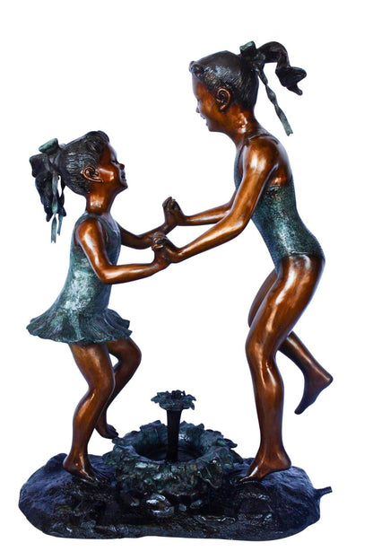 Young dancing girls circling fountain bronze statue -  Size: 14" x 29" x 38"H.