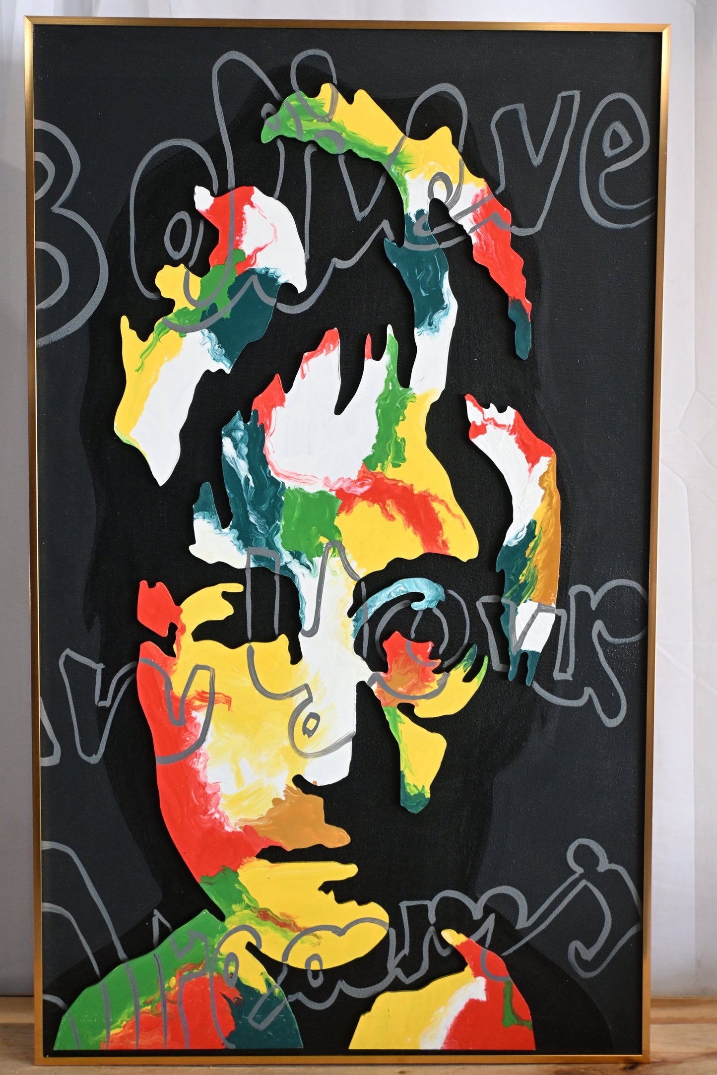 NIFAO John Lennon Believe In Your Dreams Mixed Media Art 24"x39"