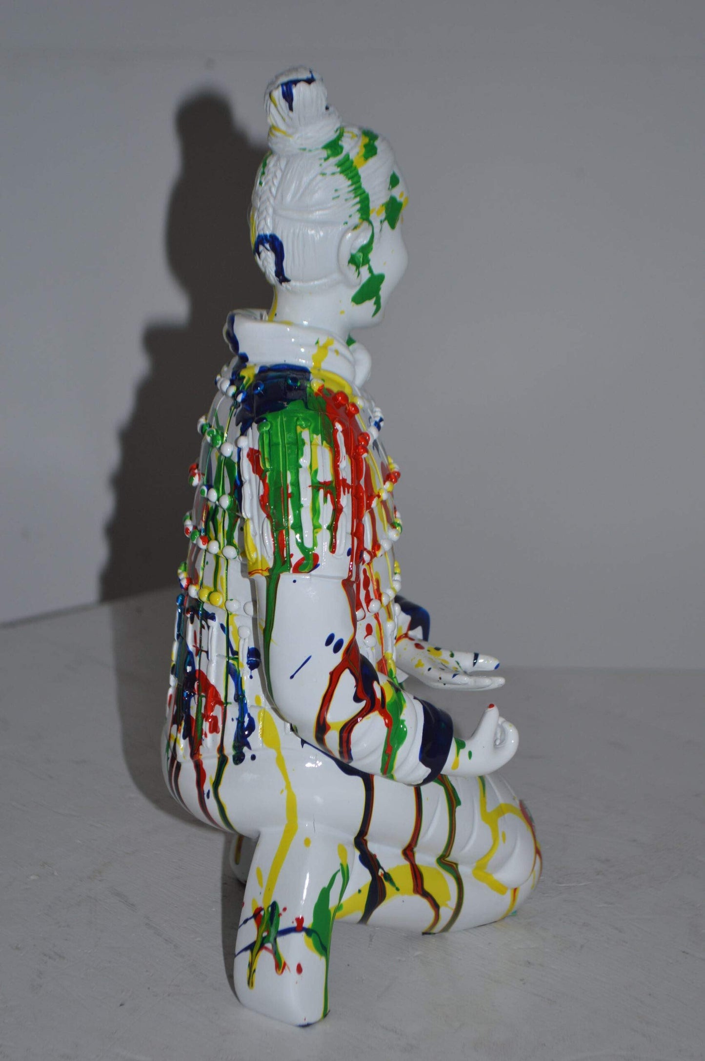 Modern Art Colorful Chinese Man resin statue - Size: 7"L x 8"W x 13"H.