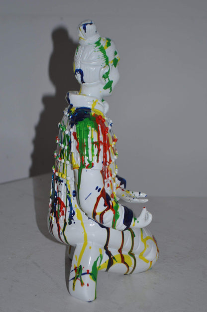 Modern Art Colorful Chinese Man resin statue - Size: 7"L x 8"W x 13"H.