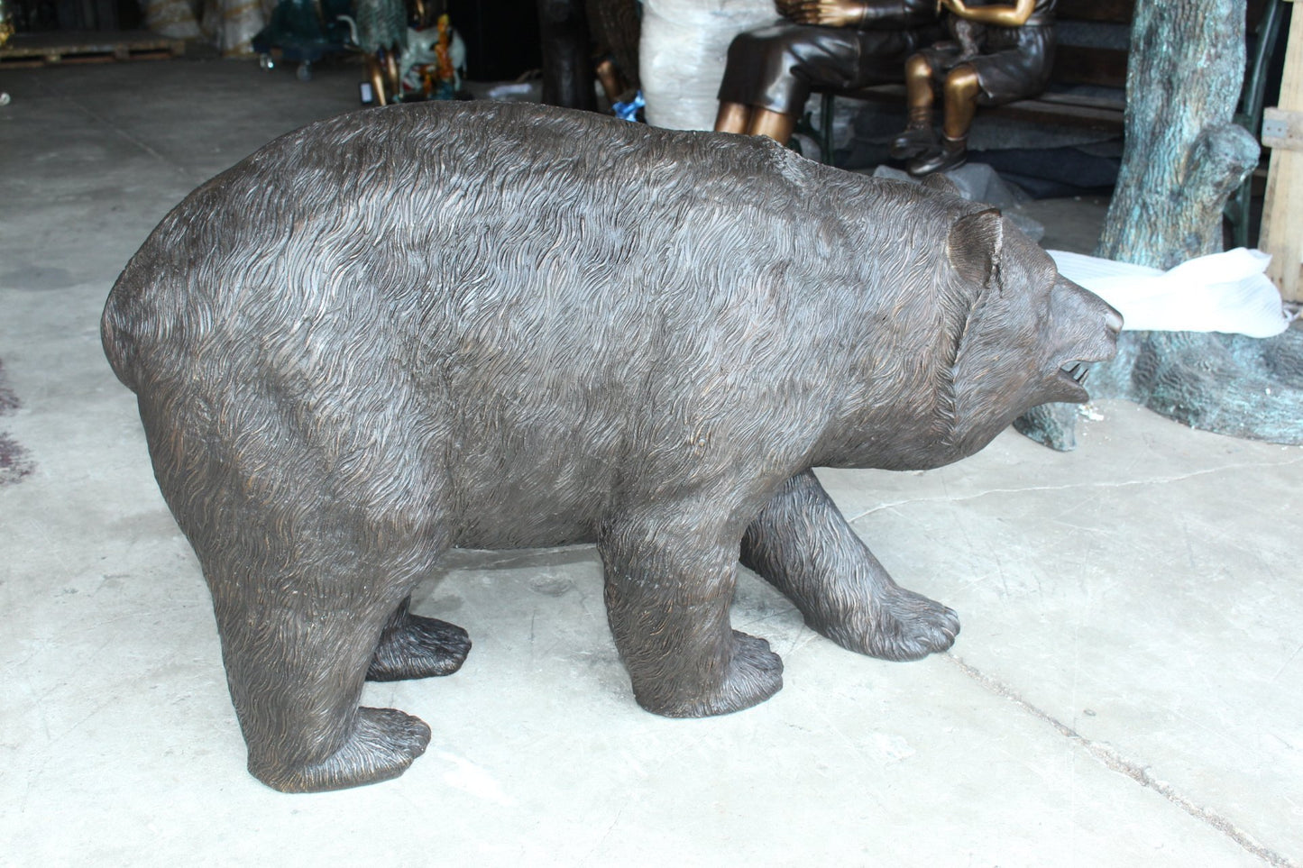 A Bear Walking Bronze Hand-Crafted Durable Design Statue - Welcome Sign Guest Greeter Decor for Patio Garden, Lawn, Home, Backyard - Home Decor - Art Decoration - 39" Length x 12" Width x 24" Height