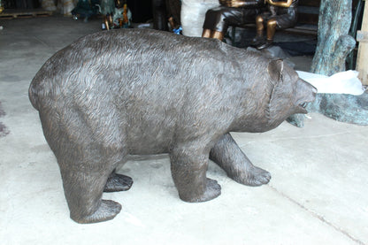 A Bear Walking Bronze Hand-Crafted Durable Design Statue - Welcome Sign Guest Greeter Decor for Patio Garden, Lawn, Home, Backyard - Home Decor - Art Decoration - 39" Length x 12" Width x 24" Height