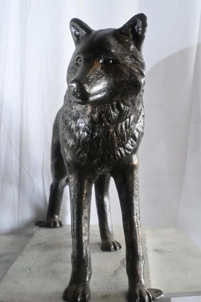 Realistic Life Size Standing Wolf Aluminum Garden Statue 41"x15"x34"H