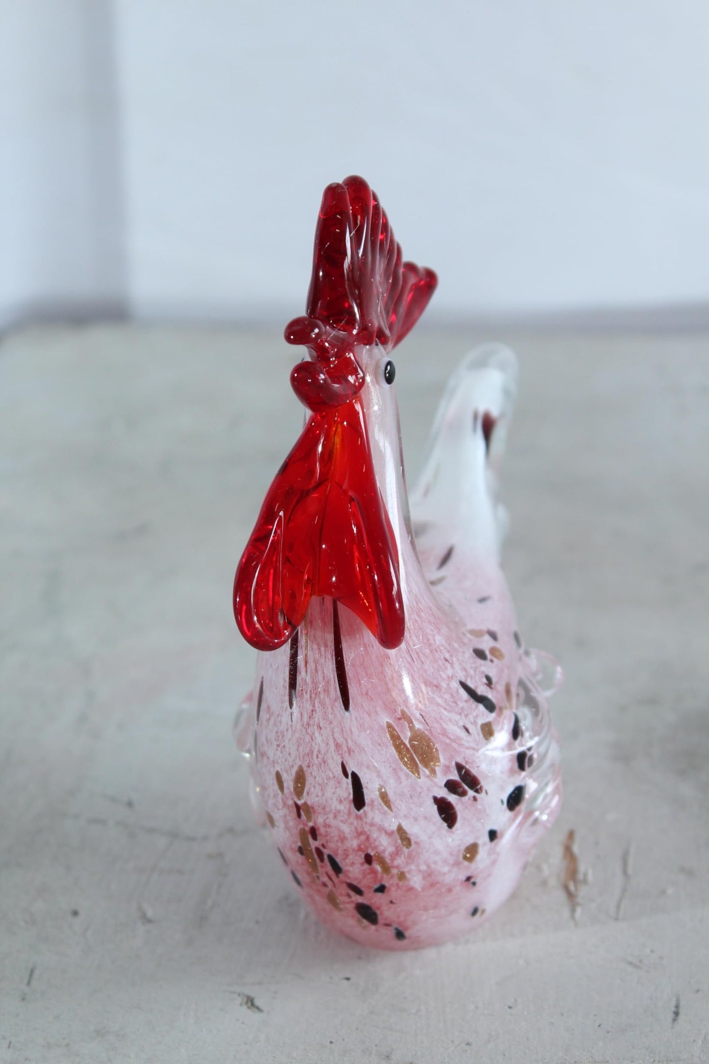 NIFAO Glass Rooster Figurine Hand Blown Art Glass Tabletop Decor 8" x 4" x 8"H