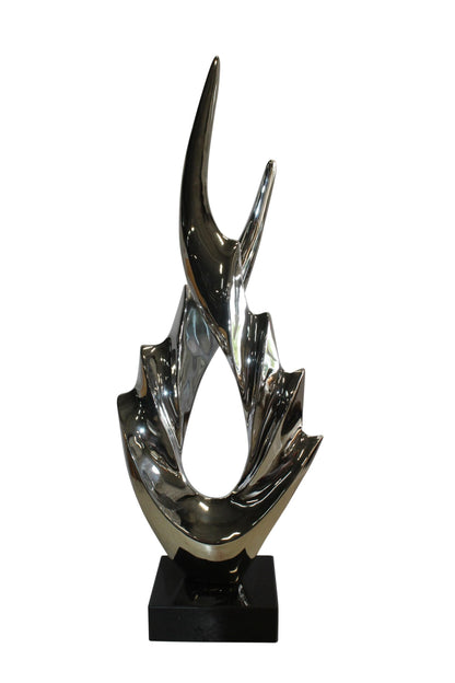 Silver Modern Abstract Resin Statue on Marble Base 13" x 7" x 36"H