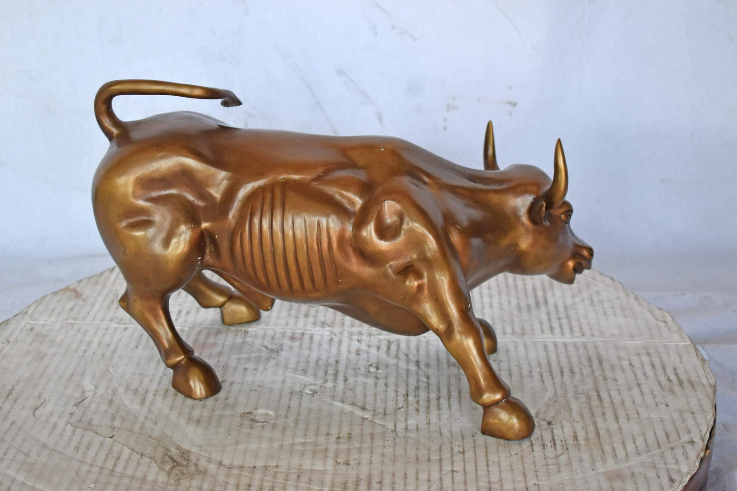 Wall Street Bull replica bronze statue - Size: 15"L x 7"W x 9"H.