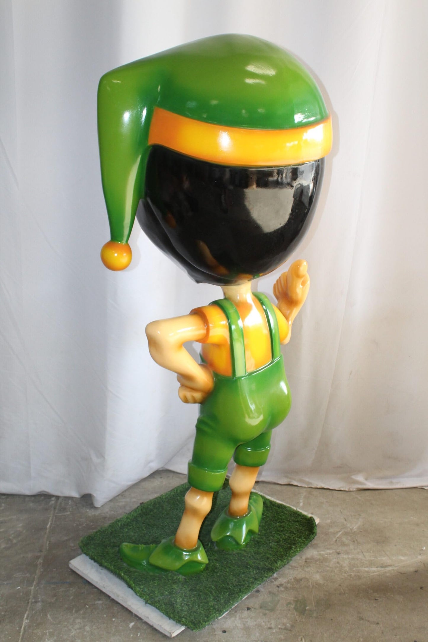 Fiberglass Clown Green hat Statue, Big Top Charm for Your Space 35" x 22" x 70"H