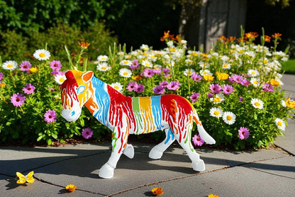 A Burst of Color Dripping Paint Fiberglass Donkey Statue 33" x 11" x 21"H