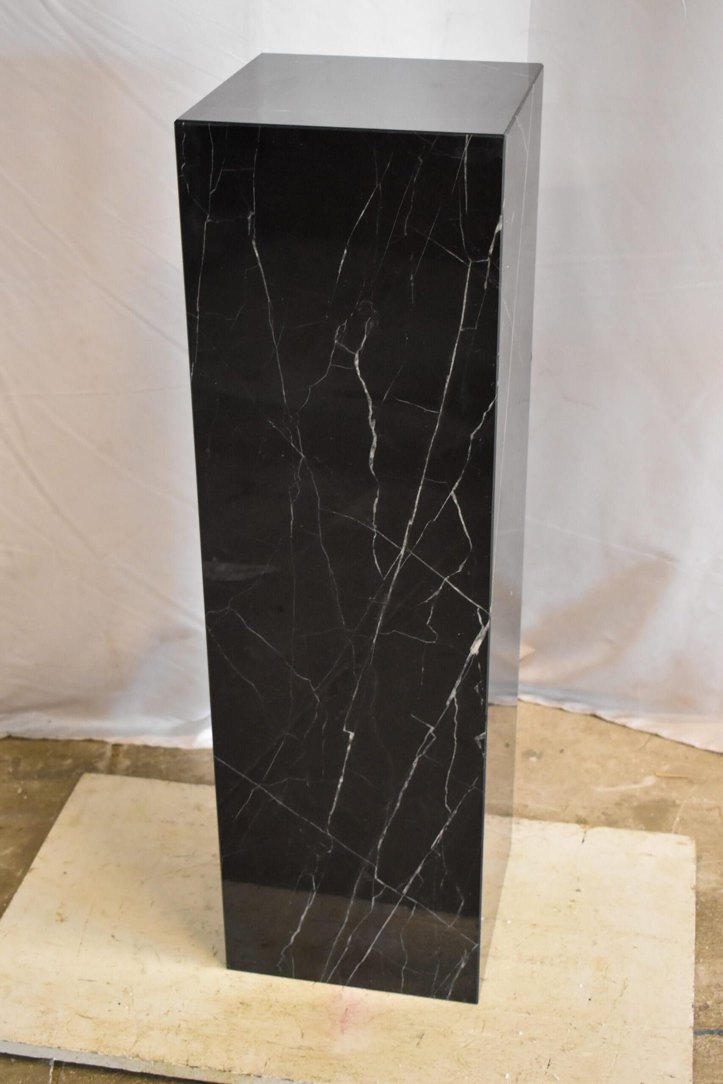 Pedestal For Artwork, Modern Black and White Marble Stone 12" x 12" x 39"H