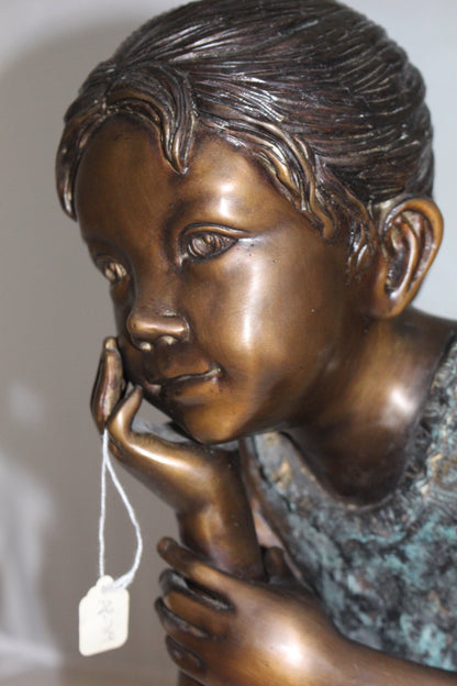 Girl in the sun - Sunny day Bronze Statue Size: 10"L x 11"W x 21"H