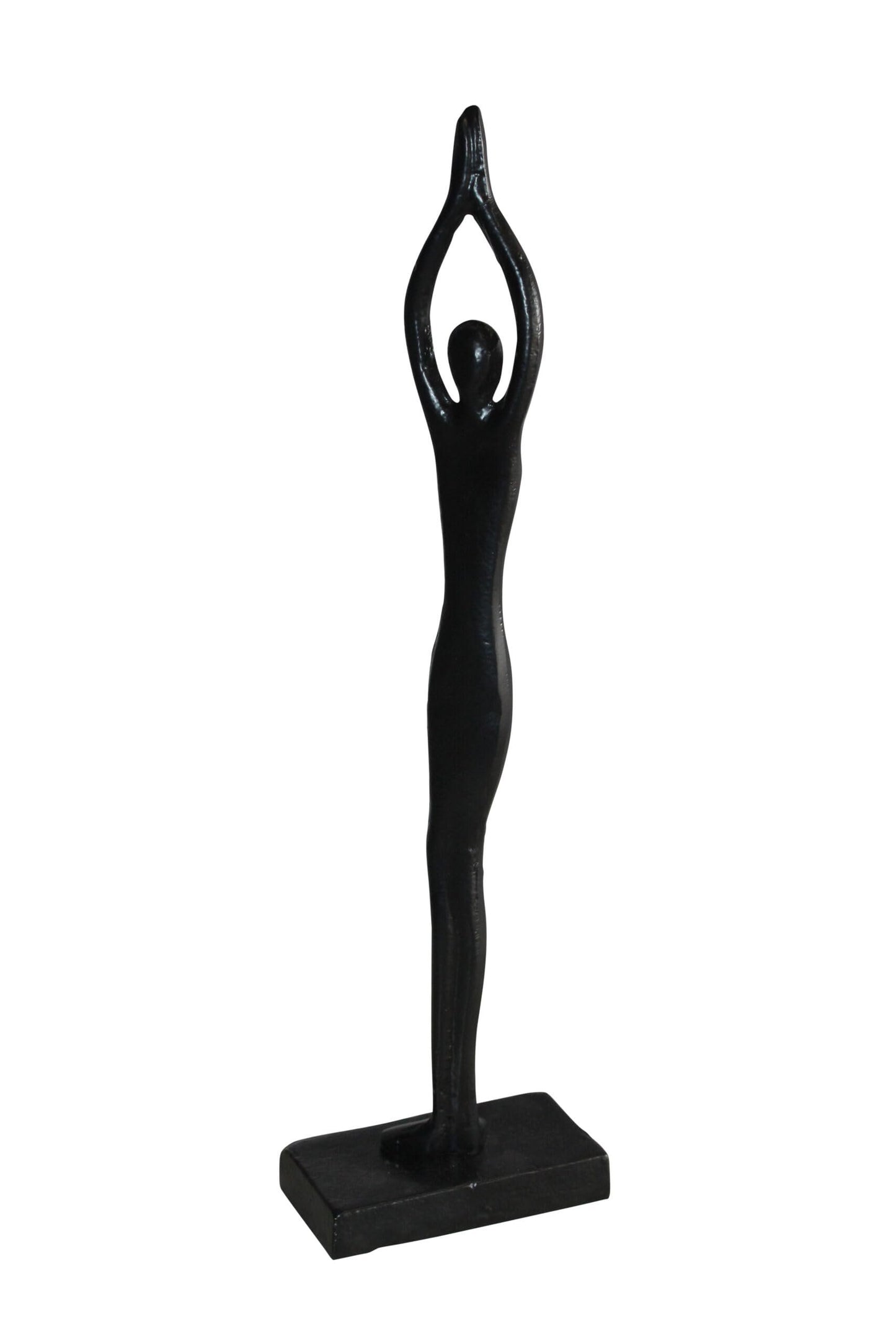 Black Aluminum Yoga Girl Statue Serenity in Tree Top Pose 6" x 3" x 20"H