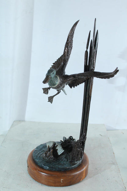 NIFAO Bronze Duck Flapping in The Wind by William Hald on Wood Base 16"x12"x31"H