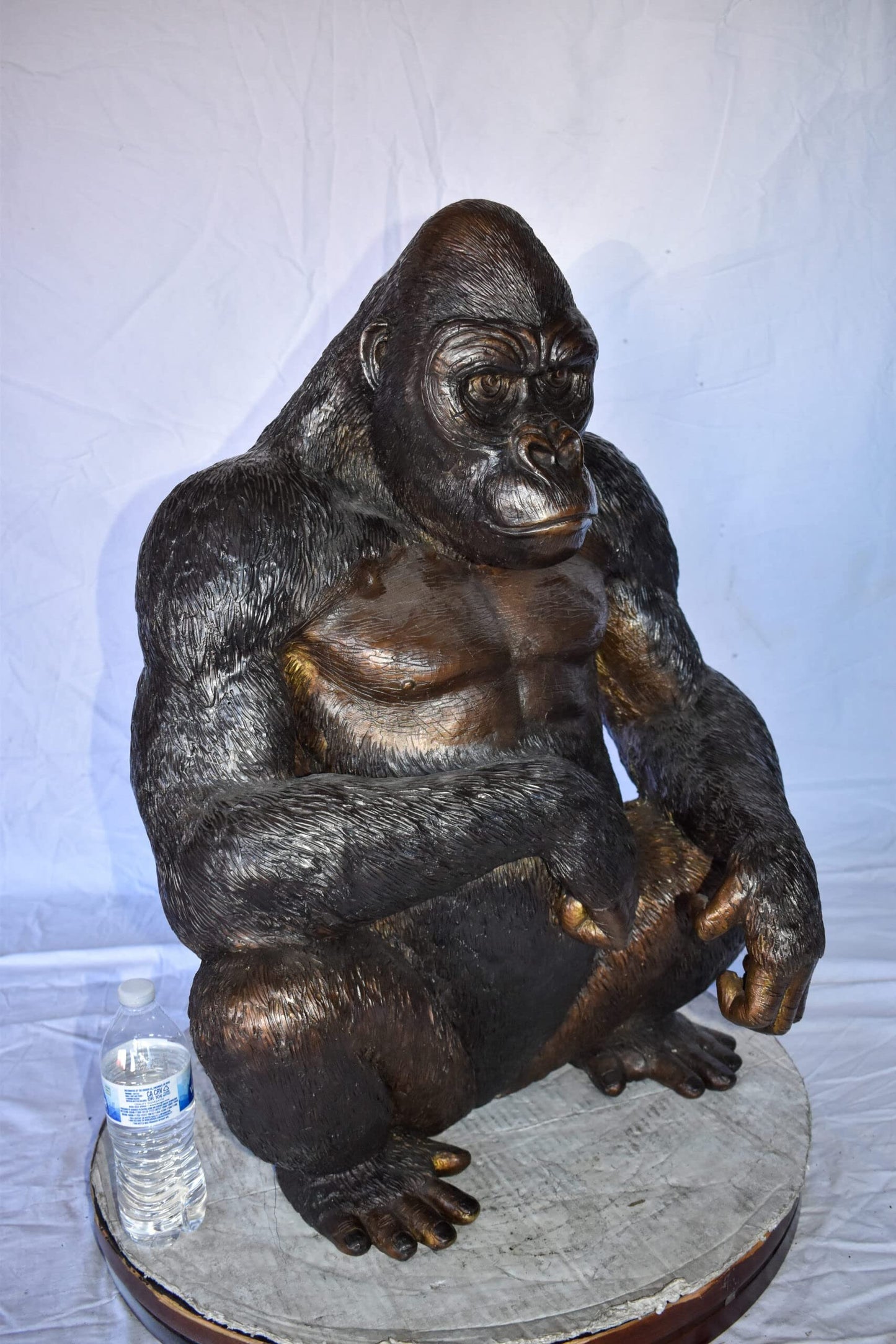 Gorilla Sitting Detailed and Impressive Bronze Statue Size: 22" x 16" x 30"H