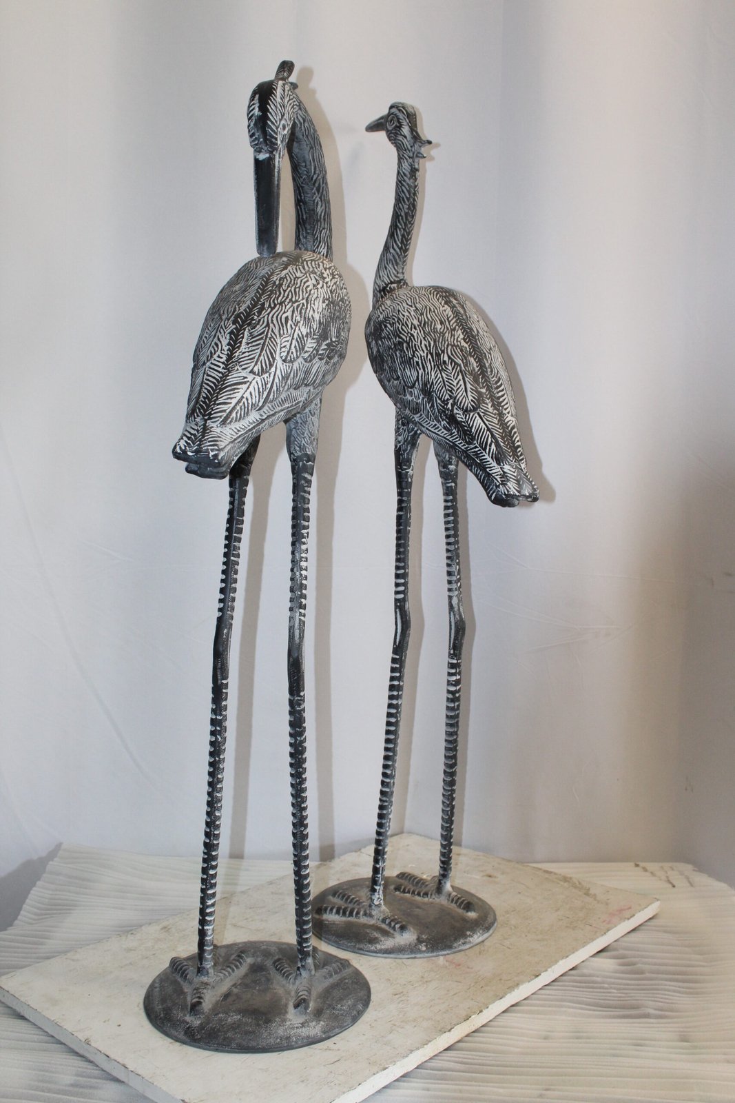 Aluminum Pair of Decorative Cranes, an Elegant Home Accent 26" x 11" x 48"H