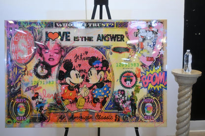 Love Is The Answer Pop Art Currency Canvas 60"x40"