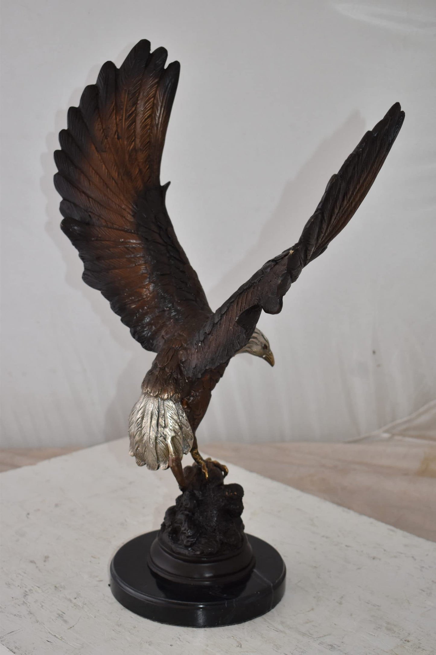 Eagle In Action Trying to Catch His Prey Bronze Statue Size: 17" x 10" x 23"H